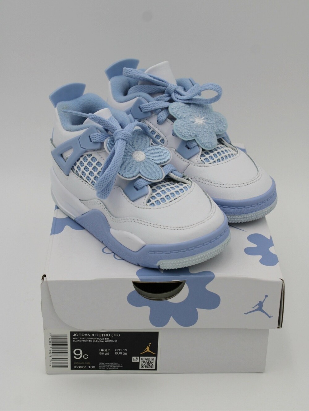 Nike Air Jordan 4 Retro TD Forget Me Not Size 9C OG Box